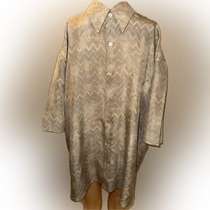 Riscatto Seta Mens 100%‎ Silk Short Sleeve Button Down Shirt, Size L